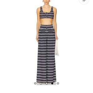 WeWoreWhat Navy and White Striped Two piece set